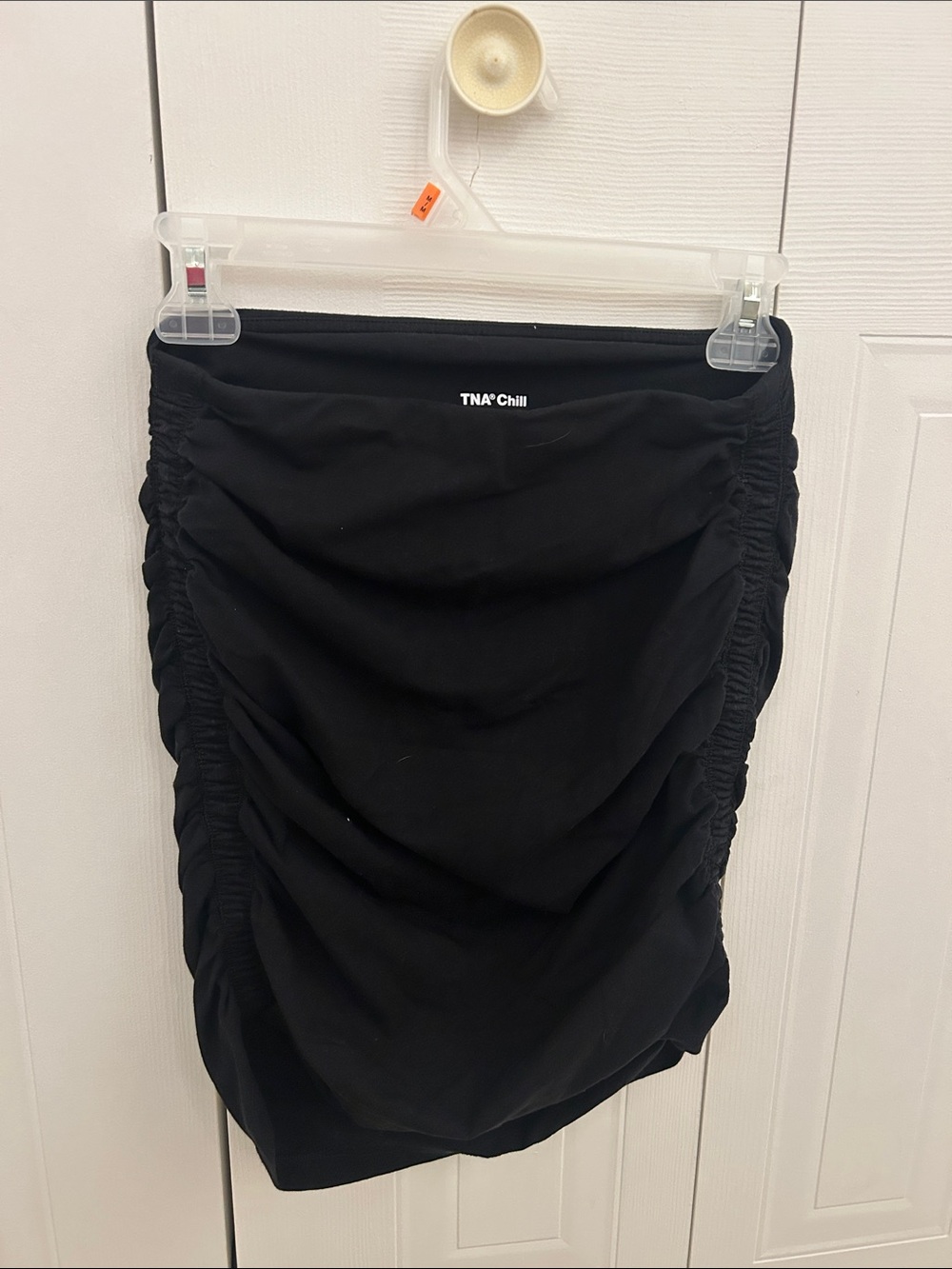 Aritzia TNA Black Ruched Side-Detail Mini Skirt